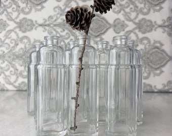 Vasi vintage in vetro a coste, piccole bottiglie decorative, decorazioni da tavola in stile rustico, centrotavola per matrimoni.