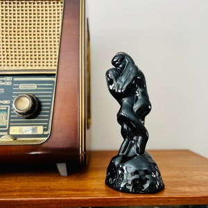 Vintage Royal Haeger Pottery &quot;The Kiss&quot; Statue, contemporary sculpture, glossy black glaze finish, for mid century decor, romantic gift