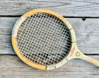 Vintage '60s The Slazenger Wooden Badminton Raquet, wood frame press protector, sports memorabilia decor, sports collectible Made in England