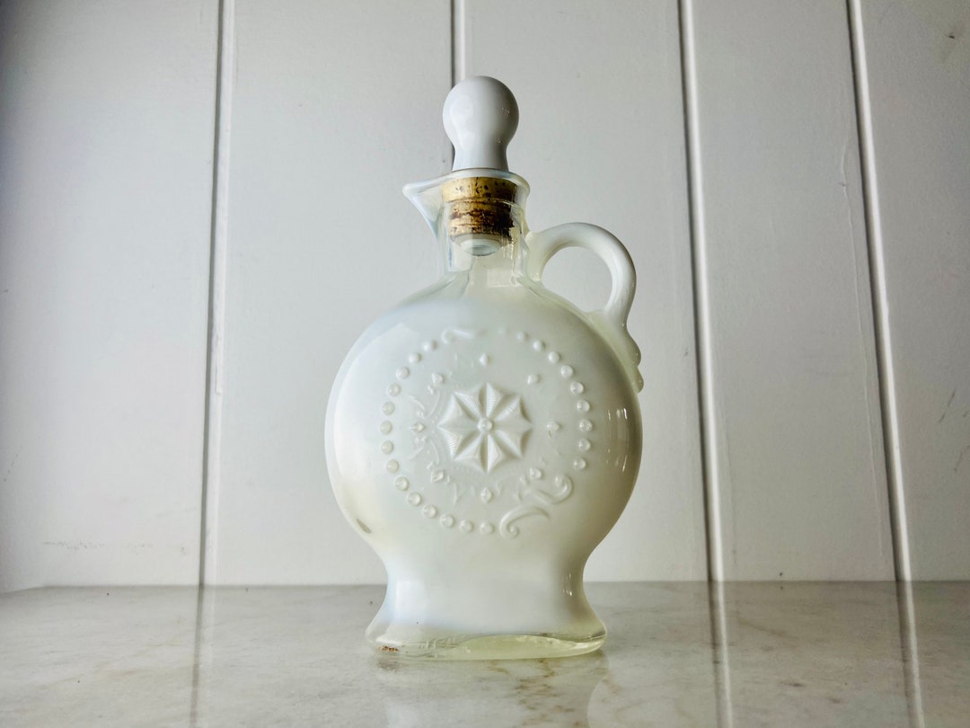 Vintage Jim Beam Decanter, 1957 Opal Glass, for Liquor, Mid Century Modern Barware, Best Man