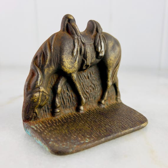 VINTAGE ANTIQUE BOOKENDS JAPANNED HORSE ヴィンテージ アメリカン