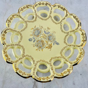 Gorgeous (1950s) Latticed Sesto F Lucchesi Art Pottery Bowl, yellow gold silver overlay, made in Italy mid century centrepiece, wedding gift