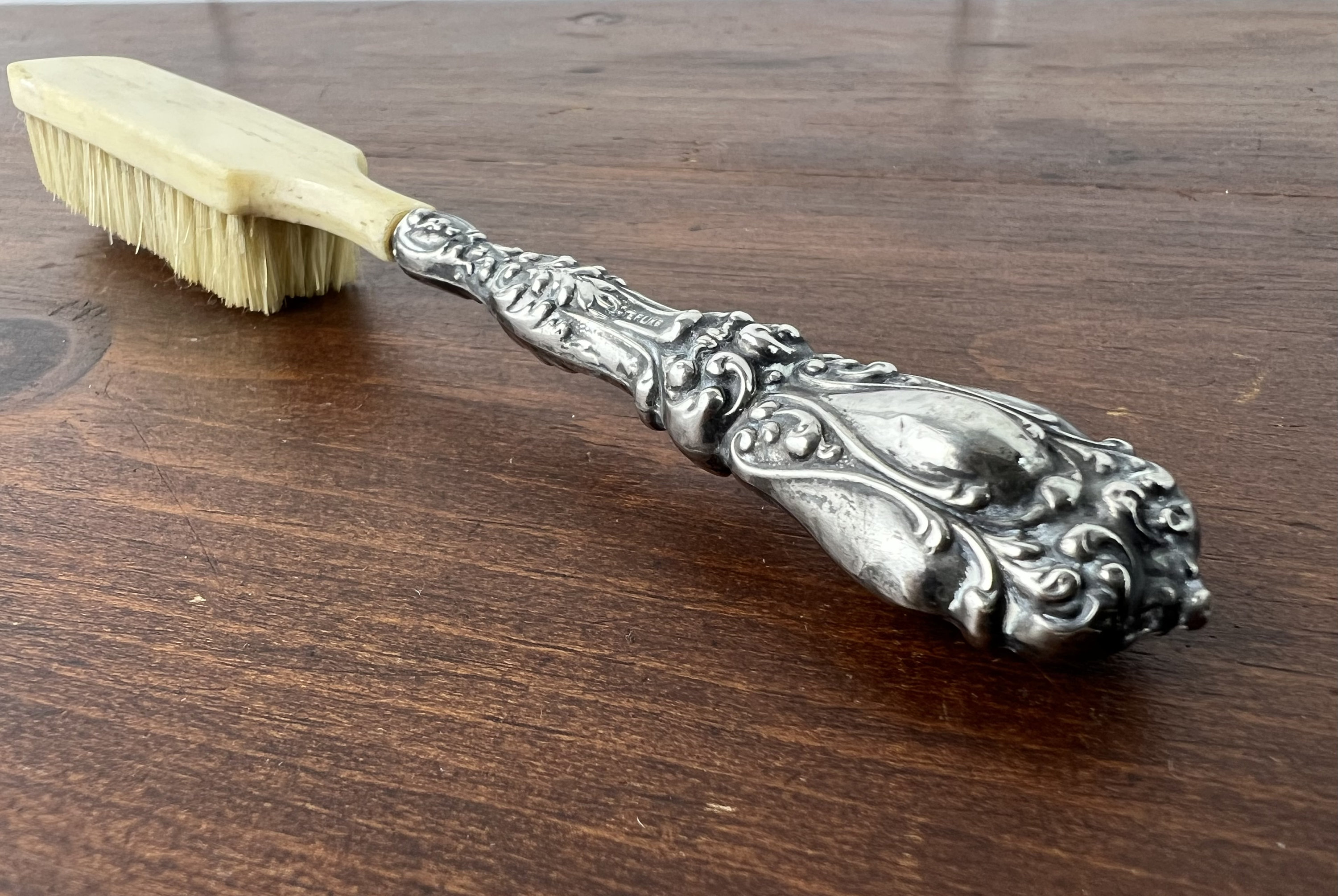 vintage Antique? F.B. sterlig silver brush #3835. Antique Victorian Etched Silver Brush - Etsy main image 4