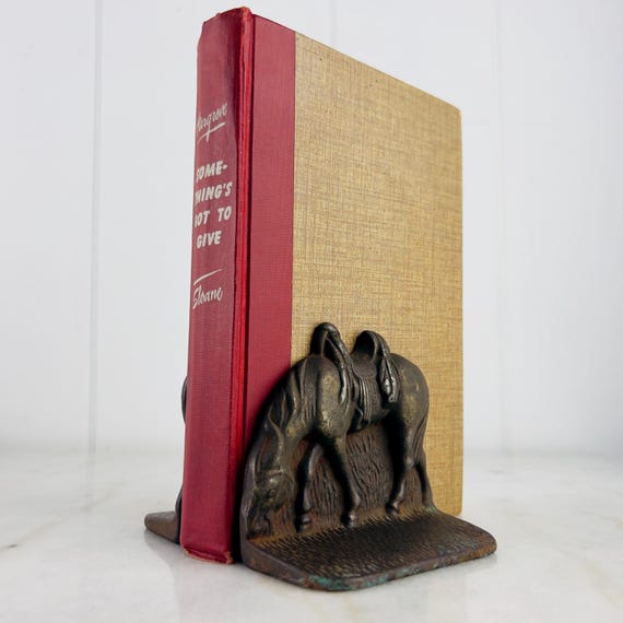 VINTAGE ANTIQUE BOOKENDS JAPANNED HORSE ヴィンテージ アメリカン