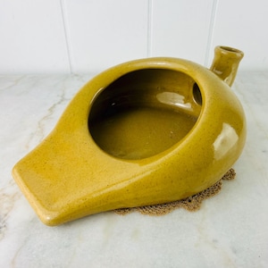 Antique Bed Pan, Brown Stoneware, Glazed Rustic Pottery, for Chamber Pot, collectible, planter, rustic home decor, bowl, sculpture, gift