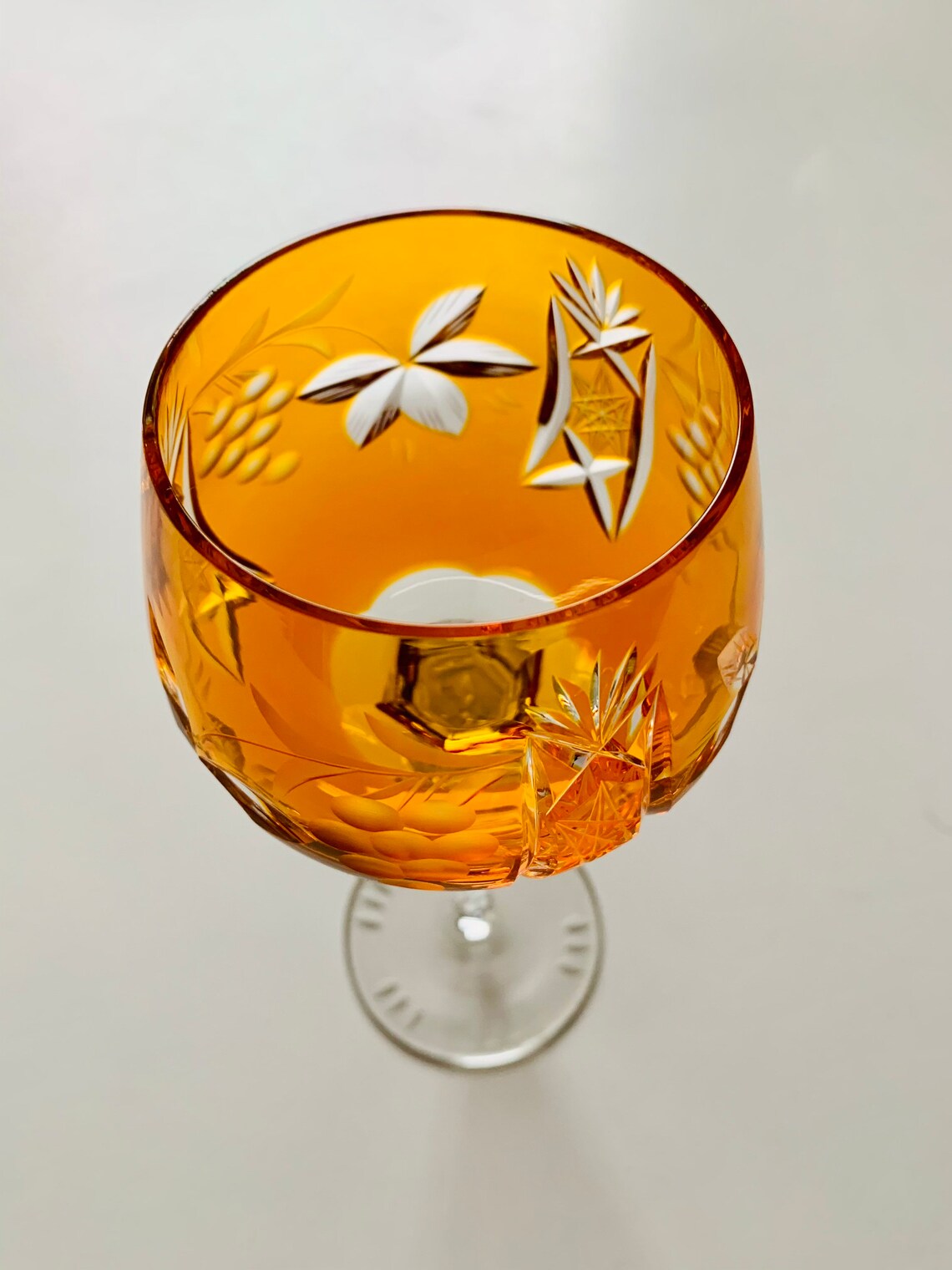 Crystal Wine Glass Bohemia Glass by Nachtman in Amber Gold Etsy