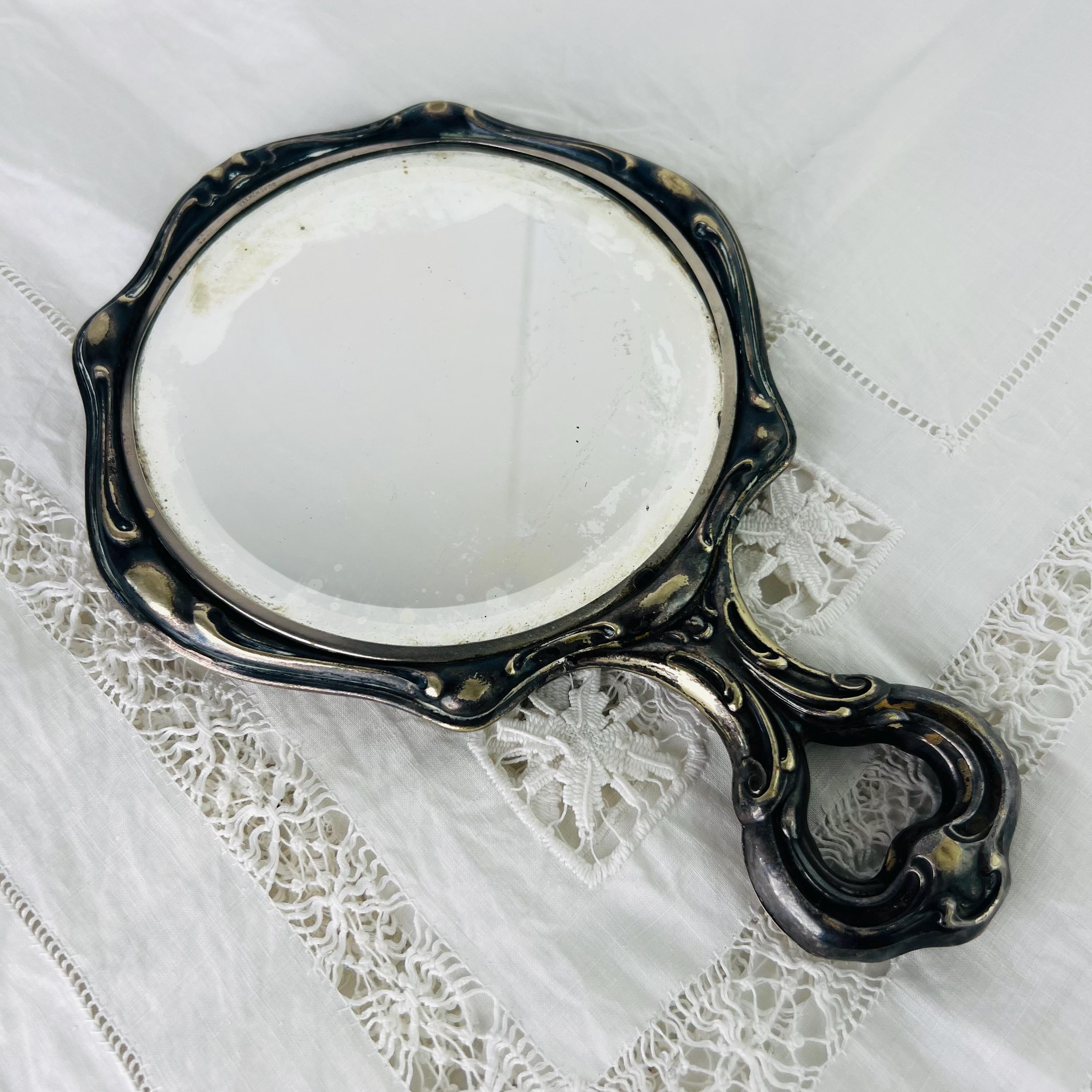 Antique silver plated hand mirror - Etsy 日本