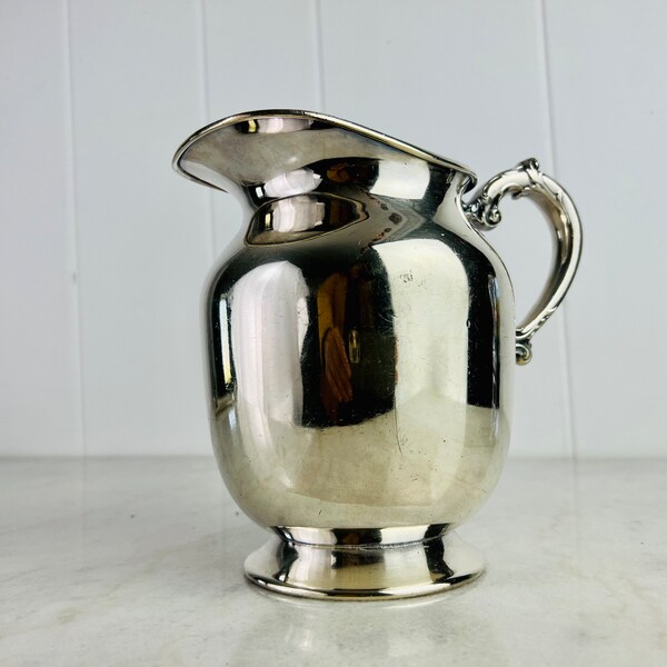 Antique Wm Rogers Silver Pitcher, 1920s, for serving water, vase, mid century, country farmhouse decor, vintage wedding, shower gift