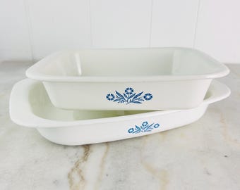 Vintage Corning Ware Roaster, wzór niebieskiego chabra, wybór rozmiaru