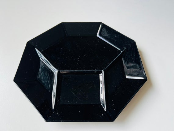 Arcoroc Octime Fondue Divided Plate Black Glass Large Made Etsy Uk
