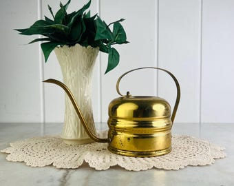 Vintage Copper Umbrella Stand, Delft Handle, Brass Scuttle, Made
