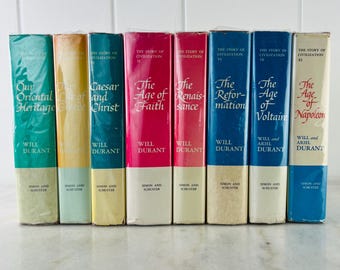 Vintage La historia de la civilización de Will Durant, tapa dura 8 volúmenes: 1, 2, 3, 4, 5, 6, 9, 11 libros de la serie ganadora del Premio Pulitzer regalo