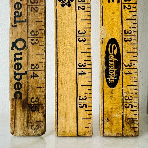 Vintage Yard Stick Wooden Ruler, 3 types, wallpaper and home decor measuring stick, from S. S. Kresge, St Clair + Selectone, Made in Canada