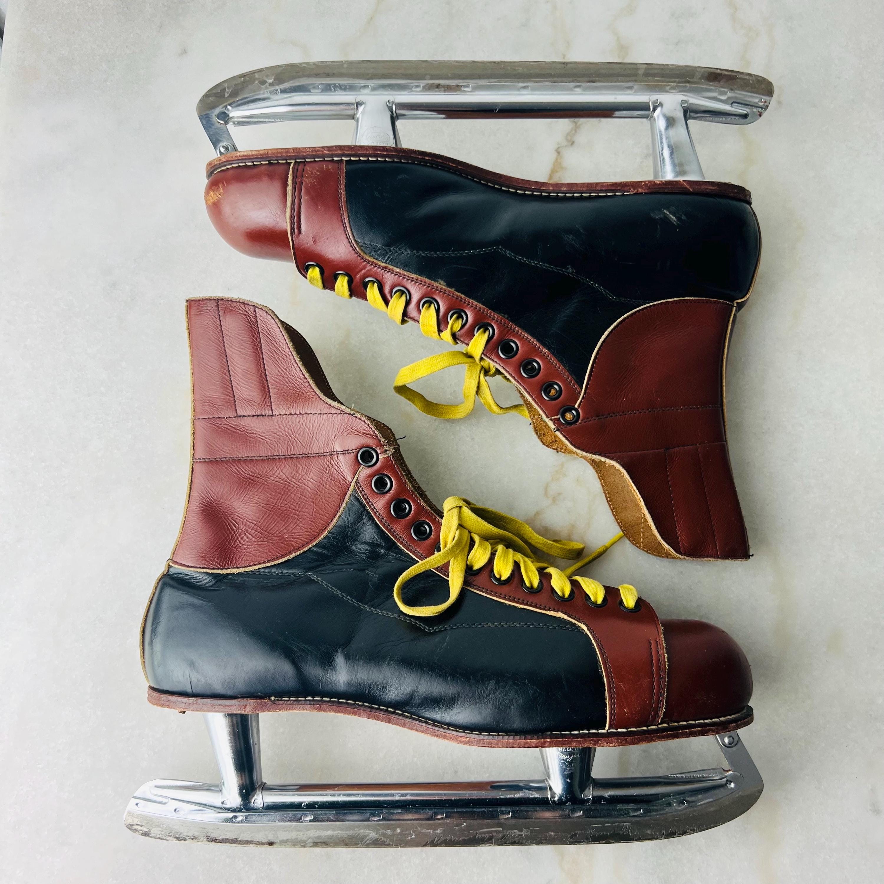 Vintage 1950s Major Hockey Skates, Black Leather Brown  display picture 2