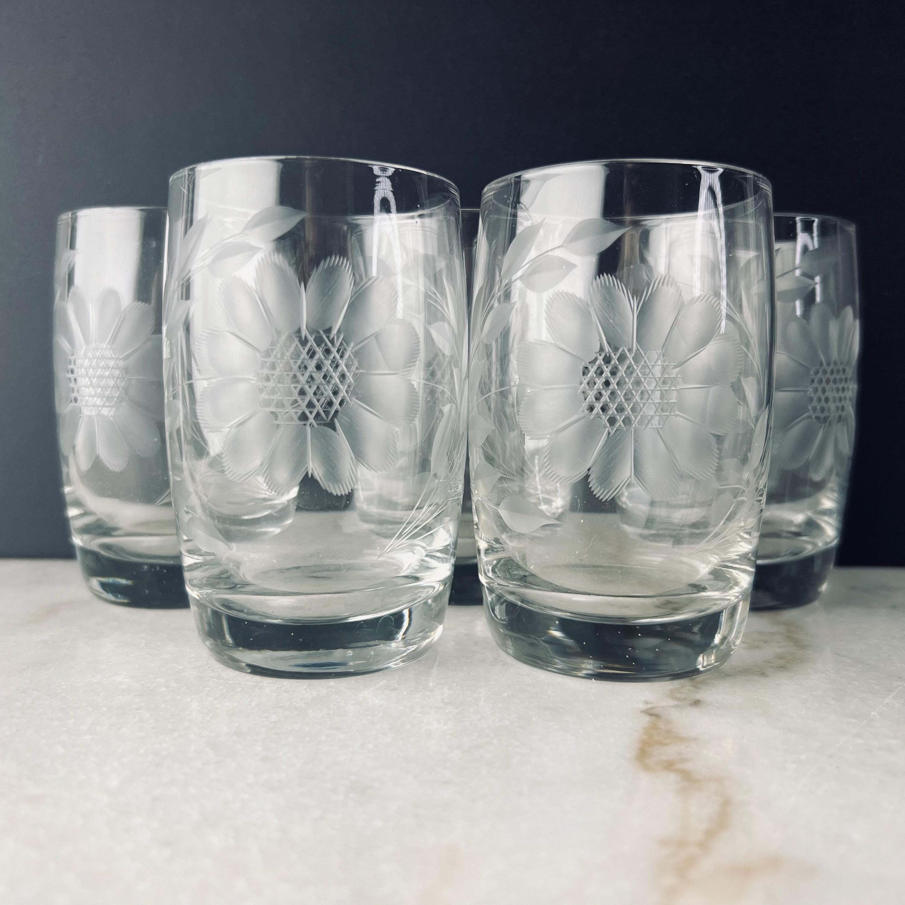 Vintage Hughes Cornflower Glass Set of 5, Art Deco Style