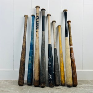Vintage Baseball Bats, 9 available: Bake McBride, Mickey Mantle, Louisville Slugger, Spalding, Cooper, bouquet of bats, spring decor