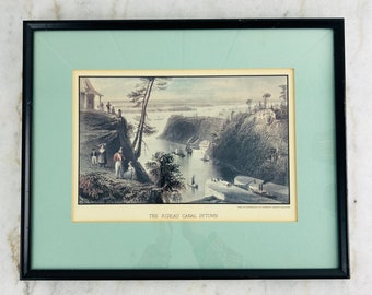 Vintage Rideau Canal Bytown Lithograph, by W.H. Bartlett, 1841, Metropolitan Life Collection, framed, cottagecore, collectible, gift, rare