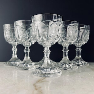 Vintage Multisided Stem Rock Crystal Wine Glasses Set - Wedding, Bridesmaid, Bachelorette Party Gift