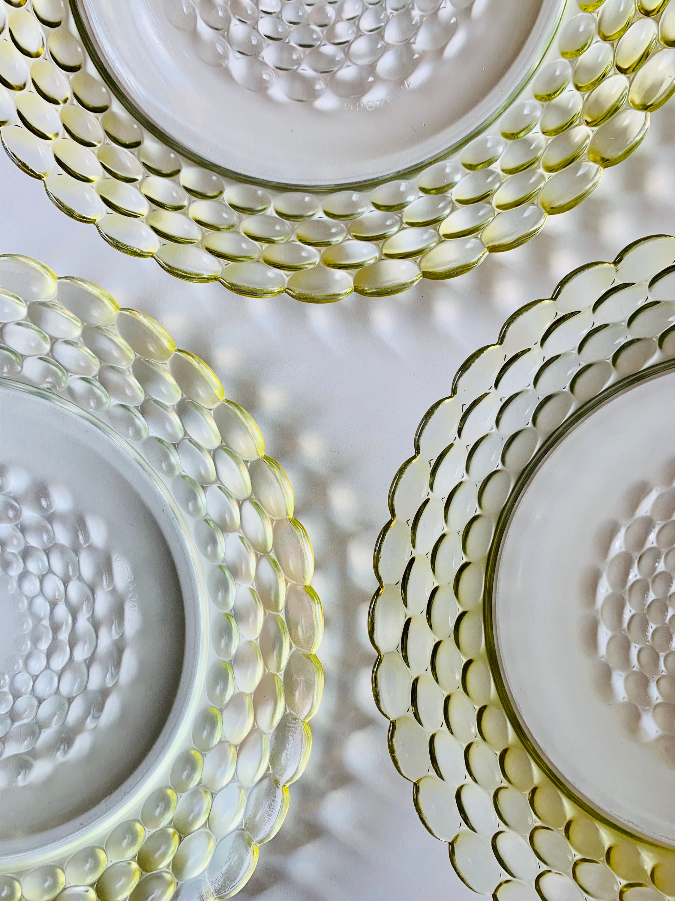 3 Indonesian Bubble Glass Plates Vintage Depression Glass | Etsy