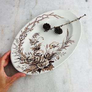 Antique Ironstone Platter by Clarice Cliff Harvest pattern for AJ Wilkinson Co England circa 1910s for serving charcuterie wall decor gift