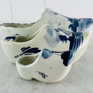 Vintage Delft Clog collection, three piece Delft Blue trinket dish coin dish ashtray, Porcelain, Delft Blauw Holland, Delftware gift