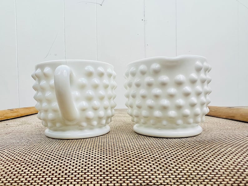 Vintage Fenton Milk Glass Hobnail Creamer