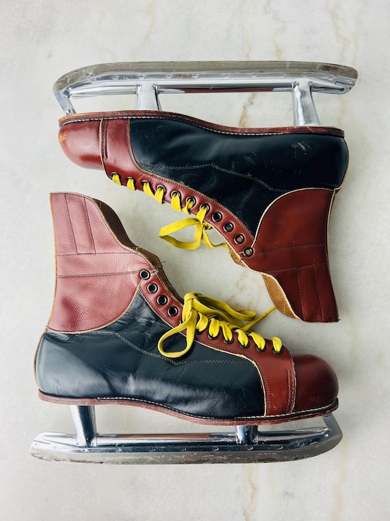 Vintage 1950s Major Hockey Skates, Two-tone Leather Decor - Etsy display picture 1
