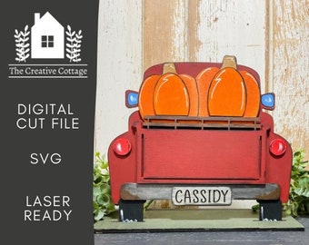 Interchangeable Truck SVG | Digital File | Laser Ready | Fall pumpkin insert