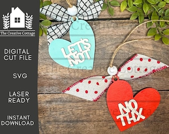 Let's Not No Thx Antywalentynkowy Samochodowy Urok | SVG Cyfrowy Plik Cięty | Gotowy do Lasera