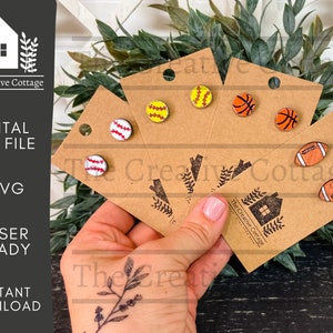 Sports Earrings Bundle | SVG | Digital File | Baseball | Softball | Basketball | Football