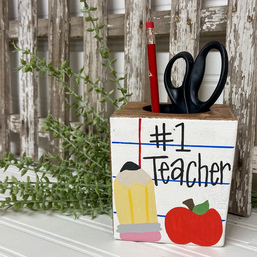 Teacher Appreciation Gift Teacher Pencil Holder Teacher Etsy