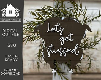 Let's Get Stuffed Święto Dziękczynienia wymienny znak świecznika SVG | Plik cyfrowy do cięcia | Znak na Dzień Turcji