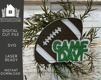 Znak na wymienny świecznik Game Day SVG | Plik do cięcia cyfrowego | Znak piłkarski