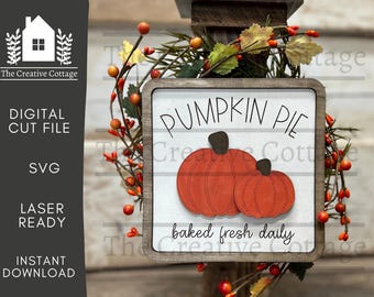 Pumpkin Pie Baked Fresh wymienny znak świecy SVG | Plik cyfrowy do cięcia | Znak jesienny