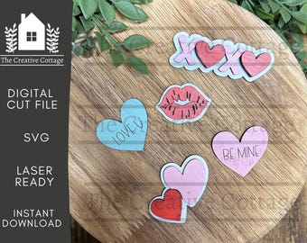 Zestaw magnesów na Walentynki | SVG | Plik cyfrowy | Scrap Buster