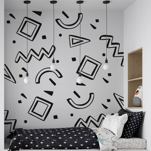 5xBlack White Grid Mosaic Wall Decal Wall Sticker Living Room Bedroom Wall  Art