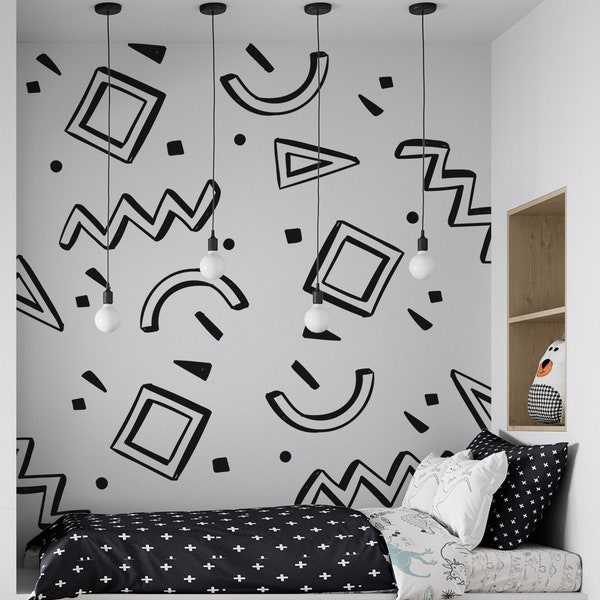 Memphis Milano Wall Decal, Geometric Wall Sticker, 80's Design, Memphis Style Wall Art, Abstract Modern Wall Art, Unique Wall Decor