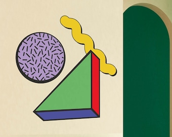 Memphis Milano Wall Decal, Geometric Wall Sticker, 80's Design, Memphis Style Wall Art, Abstract Modern Wall Art, Unique Wall Decor
