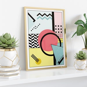 MEMPHIS Milano Geometric Art, Geometric Print, 80&#39;s style art, 80&#39;s print, Abstract Print, Colorful Wall Art, Abstract Wall Art, decor - J
