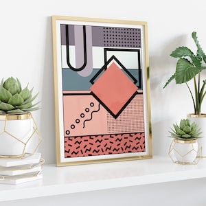 MEMPHIS Milano arte geométrico, póster original, posmoderno, impresión geométrica, arte abstracto, decoración pared, decoración diseño -K