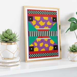 MEMPHIS Milano Geometric Art, Geometric Print, 80&#39;s style art, 80&#39;s print, Abstract Print, Colorful Wall Art, Abstract Wall Art, decor ring