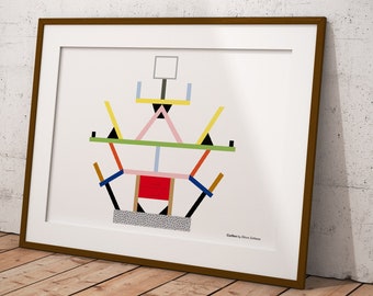 Memphis Milano furniture, wall decor, original poster, postmodern art, Carlton Ettore Sottsass shelving print, industrial design