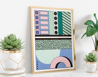 MEMPHIS Milano Geometric Art, Geometric Print, 80's style art, 80's print, Abstract Print, Colorful Wall Art, Abstract Wall Art, decor ring