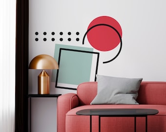 Memphis Milano Wall Decal, Geometric Wall Sticker, 80's Design, Memphis Style Wall Art, Abstract Modern Wall Art, Unique Wall Decor