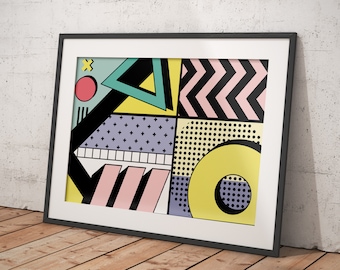 アート・デザイン・音楽 From Matt Black to Memphis Memphis Style Geometric 725 Black and Linen white