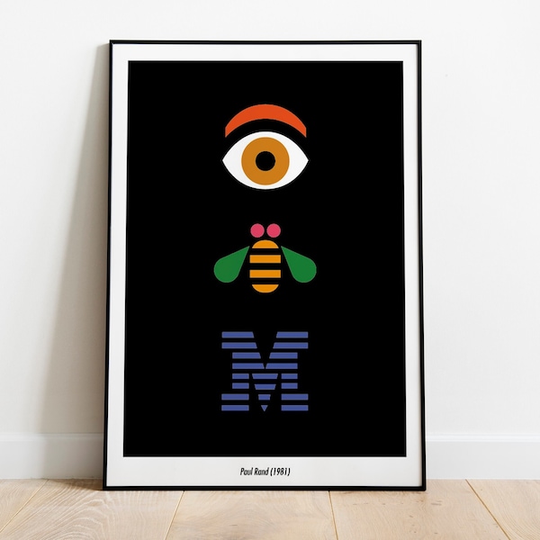 Impresión IBM de Paul Rand, arte para pared, póster original, historia del arte, clásicos del diseño, diseño carteles, poster marcas moderno