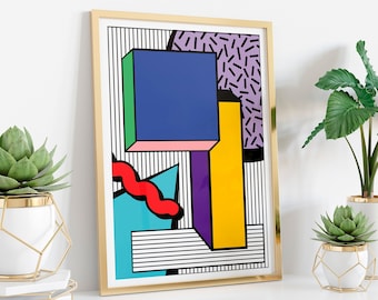 MEMPHIS Milano Geometric Art, Geometric Print, 80&#39;s style art, 80&#39;s print, Abstract Print, Colorful Wall Art, Abstract Wall Art, decor