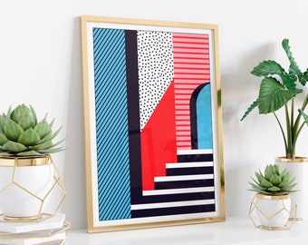 MEMPHIS Milano Geometric Art, Geometric Print, 80&#39;s style art, 80&#39;s print, Abstract Print, Colorful Wall Art, Abstract Wall Art, decor