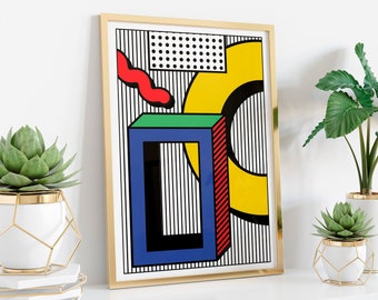 MEMPHIS Milano Geometric Art, Geometric Print, 80&#39;s style art, 80&#39;s print, Abstract Print, Colorful Wall Art, Abstract Wall Art, decor