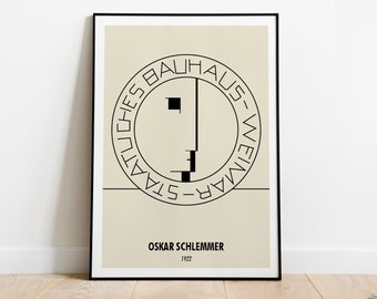 BAUHAUS Poster, Oskar Schlemmer Logo, Bauhaus Era Vintage Poster, Bauhaus Print, Design and Art, Design Classics